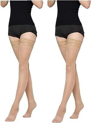 Bas hauts de cuisse deux paires de chaussettes en dentelle semi transparentes pour femmes. Votre shopping malin commence ici chez DIAYTAR COTE D'IVOIRE, la boutique en ligne où vous trouverez tout ce dont vous avez besoin à prix mini. Explorez notre vaste sélection d'articles discount, des produits pour la maison aux dernières tendances en mode et en informatique, et offrez-vous des bonnes affaires sans vous ruiner !