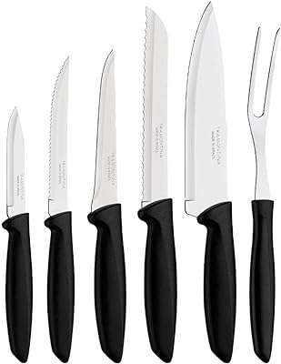 Ensemble de 6 couteaux tramontina couverts en acier inoxydable d'argenterie. Ne cherchez plus, DIAYTAR COTE D'IVOIRE  est la boutique en ligne qu'il vous faut ! Explorez notre large assortiment de produits discount allant des articles pour la maison à l'électroménager, en passant par l'informatique, la mode et les gadgets. Profitez de notre plateforme conviviale pour trouver les meilleures affaires et économiser sans effort.