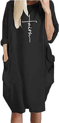 Robe ample décontractée à imprimé faith pour femmes avec poches. Explorez DIAYTAR COTE D'IVOIRE  et découvrez un monde de produits discount passionnants. Que vous recherchiez des appareils électroménagers efficaces, des vêtements stylés ou des gadgets innovants, notre boutique en ligne dispose de tout cela et bien plus encore.  Profitez d'une expérience shopping unique tout en faisant des économies énormes chez nous !