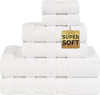 Ensemble de serviettes de bain (blanc ensemble de 6 bain). Parcourez notre magasin en ligne DIAYTAR COTE D'IVOIRE  et profitez de nos offres incroyables sur une large gamme de produits. Trouvez tout ce dont vous avez besoin, de l'électroménager à l'informatique, et restez à la mode sans vous ruiner grâce à nos articles à prix réduits.