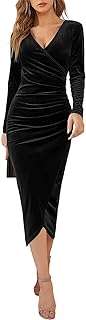 Riox robe longue élégante à manches longues et col en v pour femme. DIAYTAR COTE D'IVOIRE  - votre source de bons plans pour tous vos besoins en matière de produits discount. Avec une gamme variée de linge de maison, d'appareils électroménagers, d'articles informatiques et bien plus encore, nous sommes votre guichet unique pour des économies substantielles. Faites vos achats en ligne en toute confiance et profitez des meilleurs prix sur le marché.