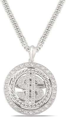Chaîne en argent avec pendentif rotatif en forme de dollar pour homme. Explorez DIAYTAR COTE D'IVOIRE  et économisez gros sur une variété de produits pour la maison, y compris des appareils électroménagers dernier cri, des gadgets innovants et des articles à la mode, à des tarifs imbattables.