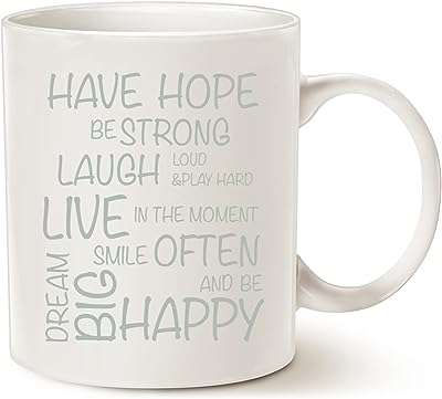 Have hope be strong tasse à café inspirante en céramique. Achetez malin sur DIAYTAR COTE D'IVOIRE ! Notre boutique en ligne généraliste propose une large gamme de produits discount allant des articles pour la maison, à la mode en passant par l'électroménager et l'informatique. Profitez de nos offres imbattables et faites des économies dès aujourd'hui !