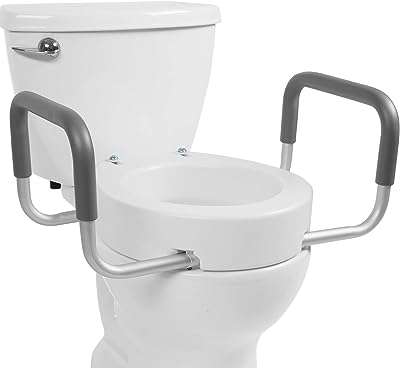 Siège de toilette vive avec poignées de levage surélevé avec accoudoirs rembourrés pour handicapés. DIAYTAR COTE D'IVOIRE  - Votre solution en ligne pour des achats discount sans compromis. Plongez dans notre univers où vous trouverez tout ce dont vous avez besoin, de l'électroménager aux articles tendance en passant par les produits informatiques. Faites des économies sans sacrifier la qualité chez nous !