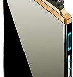 Briquet électrique double arc rechargeable usb coupe-vent sans butane flamme (noir)