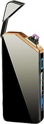 Briquet électrique double arc rechargeable usb coupe-vent sans butane flamme (noir)