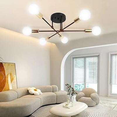 Lustre spoutnik moderne à 6 lumières plafonniers industriels semi avant avec culot e27 lampes pour salle. DIAYTAR COTE D'IVOIRE  - votre guichet unique pour des produits discount dans tous les domaines. Redécorez votre maison, améliorez votre cuisine, restez à la pointe de la mode et profitez des derniers gadgets, le tout à des prix exceptionnels. Dites adieu aux achats coûteux et bienvenue aux bonnes affaires !