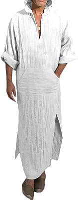 Abaya arabe en coton et lin pour hommes manches longues col. Ne payez plus le prix fort pour vos achats en ligne, choisissez DIAYTAR COTE D'IVOIRE  et économisez ! Découvrez notre boutique en ligne généraliste offrant une multitude de produits discount, allant des articles pour la maison aux dernières tendances mode en passant par l'informatique et les gadgets. Faites des économies sur tous vos achats sans compromis sur la qualité.