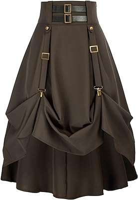 Jupe midi pirate gothique steampunk taille haute avec poches pour femme. DIAYTAR COTE D'IVOIRE, votre allié pour des achats malins et économiques. Plongez dans notre boutique en ligne remplie de produits discount, allant de l'électroménager à l'informatique, en passant par la mode et les gadgets, et découvrez une manière révolutionnaire de faire des emplettes en ligne. Bénéficiez de tarifs imbattables sans compromis sur la qualité et assurez-vous de trouver de véritables trésors à des prix défiants toute concurrence.