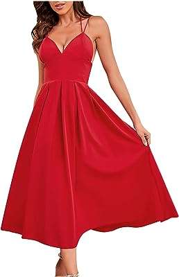 Robe d'invité de mariage pour femmes col en v bretelles spaghetti. Ne payez plus le prix fort pour vos achats en ligne, choisissez DIAYTAR COTE D'IVOIRE  et économisez ! Découvrez notre boutique en ligne généraliste offrant une multitude de produits discount, allant des articles pour la maison aux dernières tendances mode en passant par l'informatique et les gadgets. Faites des économies sur tous vos achats sans compromis sur la qualité.