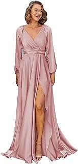 Robe de demoiselle d'honneur violette à manches longues et col en v pour femme. Faites des économies intelligentes avec DIAYTAR COTE D'IVOIRE  ! Découvrez notre assortiment discount de produits pour la maison, l'électroménager, l'informatique, la mode et les gadgets. Profitez de prix réduits sans compromis sur la qualité, et offrez-vous tout ce dont vous avez besoin à petit prix.