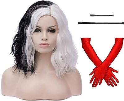 Perruques mersi noires et blanches pour femmes et filles cruella perruque courte bouclée ondulée de 33. DIAYTAR COTE D'IVOIRE  - La référence en ligne pour des achats malins ! Explorez notre catalogue varié incluant des produits discount pour la maison, l'électroménager, l'informatique et la mode. Optez pour la qualité à petit prix et ne manquez pas nos promotions exclusives.