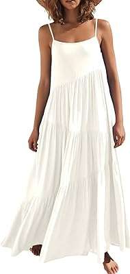 Robe longue d'été décontractée asymétrique à bretelles spaghetti sans manches pour femmes. DIAYTAR COTE D'IVOIRE  - votre partenaire discount pour une vie plus abordable. Nous vous présentons une vaste sélection de produits de qualité à des prix imbattables, allant de l'électroménager performant aux articles de mode élégants. Achetez malin avec nous et réalisez d'importantes économies.