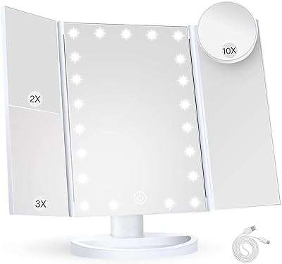 Miroir de maquillage avec lumières grossissement 2 x 3 10x triple. Préparez-vous à économiser gros avec DIAYTAR COTE D'IVOIRE  ! Notre boutique en ligne généraliste propose une large sélection de produits discount, des indispensables de la maison aux appareils électroménagers dernier cri, en passant par l'informatique et les articles de mode tendance. Ne manquez pas nos offres exceptionnelles !