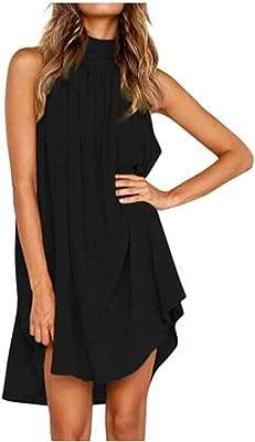 Robe d'été ample à col licou pour femme couleur unie. DIAYTAR COTE D'IVOIRE  - Votre guichet unique pour des achats discount en ligne. Découvrez notre catalogue diversifié regorgeant de produits pour la maison, l'électroménager, l'informatique, la mode et les gadgets, le tout à des prix avantageux. Naviguez facilement sur notre site convivial et trouvez les meilleures offres pour vos besoins du quotidien.