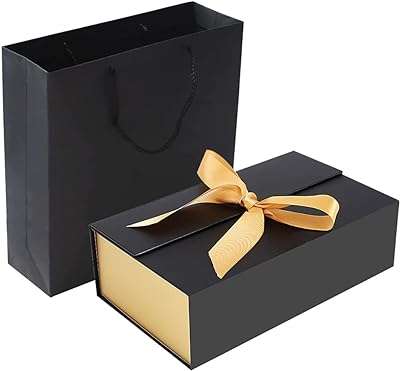 Coffret cadeau magnétique de luxe en or noir avec couvercle rubans. Découvrez DIAYTAR COTE D'IVOIRE, la boutique en ligne généraliste qui propose une large sélection de produits à prix réduits : de l'électroménager à la mode en passant par l'informatique, trouvez tout ce dont vous avez besoin sans vous ruiner !
