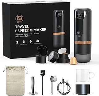 Cafetière portable : cafetière expresso 12 v w pression 9 bars et batterie. DIAYTAR COTE D'IVOIRE  - Votre source infaillible pour des achats discount en ligne. Explorez notre catalogue en constante évolution et découvrez des produits variés pour la maison, des appareils électroménagers essentiels, des gadgets sophistiqués et bien plus encore. Profitez de nos offres attractives et renouvelez votre intérieur, votre look et votre vie sans vous ruiner !
