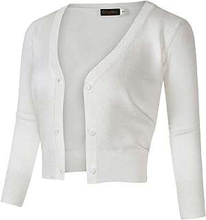 Cardigan boléro court ouvert sur le devant à manches 3 4 pour femme. DIAYTAR COTE D'IVOIRE  - le paradis du shopping à prix cassé ! Parcourez notre catalogue en ligne et découvrez une multitude de produits à prix discount, allant des articles de la maison aux gadgets high-tech les plus branchés. Profitez de taux de remise incroyables sur tous vos achats.