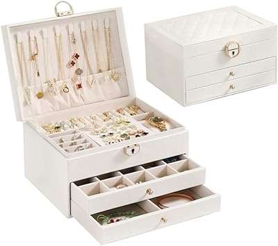 Boîte de rangement de bijoux pour femmes et filles boîte en cuir. Ne cherchez plus ailleurs, DIAYTAR COTE D'IVOIRE  vous offre le meilleur choix de produits discount en ligne. Avec notre assortiment varié et nos prix compétitifs, vous trouverez tout ce dont vous avez besoin pour la maison, l'électronique, l'informatique et la mode. Faites des économies tout en faisant des achats intelligents.