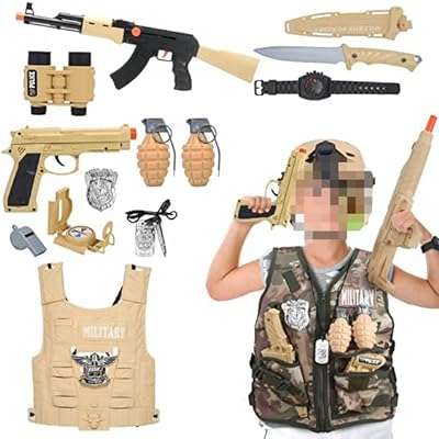Costume de soldat militaire pour enfants garçons ensemble de jeu de rôle avec accessoires. DIAYTAR COTE D'IVOIRE  est votre partenaire de confiance pour des achats en ligne à prix réduits. Explorez notre site pour trouver tout ce dont vous avez besoin, des appareils électroménagers de renom aux gadgets étonnants, et profitez de nos offres exclusives pour réaliser des économies incroyables.