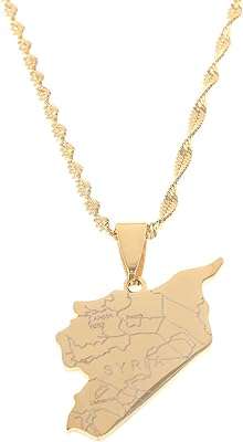 Collier pendentif carte de syrie en acier inoxydable pour femme bijoux. DIAYTAR COTE D'IVOIRE  - Votre source incontournable de produits discount pour la maison, l'électroménager, l'informatique, la mode et les gadgets. Nous sommes fiers de vous offrir une sélection variée à des prix exceptionnels. Parcourez notre boutique en ligne dès maintenant et trouvez les meilleures affaires!