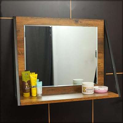 Miroir mural moderne yatai miroir suspendu en bois avec cadre en métal noir pour salon. DIAYTAR COTE D'IVOIRE  - optimisez votre budget sans sacrifier la qualité ! Découvrez notre sélection discount allant des articles de mode aux équipements électroménagers, pour des économies garanties.