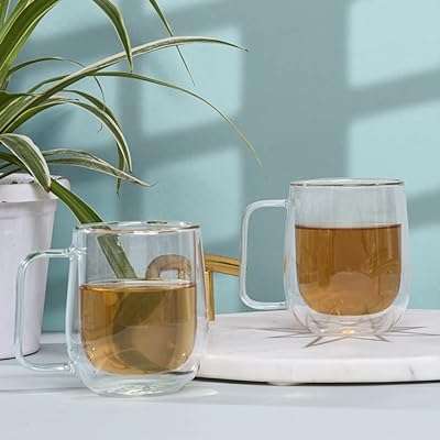 Anko lot de 2 tasses à café thé en verre transparent double paroi avec poignée. DIAYTAR COTE D'IVOIRE  - votre destination en ligne pour des achats discount sans compromis sur la qualité. Parcourez notre assortiment diversifié de produits, allant des équipements informatiques conviviaux aux articles de mode tendance en passant par les indispensables de la maison, et faites des économies sur tous vos besoins.