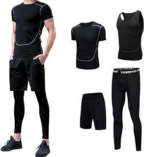 Lot de 4 vêtements d'entraînement à séchage rapide pour hommes avec chemise de compression et leggings. DIAYTAR COTE D'IVOIRE  is your go-to online store for incredible discounts on a wide array of products. From practical home appliances to high-performance electronics, stylish fashion finds, and innovative gadgets, our store offers unbeatable deals that ensure your shopping experience is both affordable and enjoyable.
