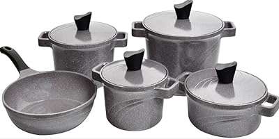 Batterie de cuisine en granit coréen tornado 9s lot de 5 pièces