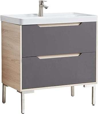 Meuble sous vasque de salle de bain de 800 mm avec lavabo en céramique monotrou et tiroir. DIAYTAR COTE D'IVOIRE, la boutique en ligne où vous trouverez tout ce dont vous avez besoin à petit prix ! Profitez de notre sélection discount de produits pour la maison, l'électroménager, l'informatique, la mode et les gadgets, sans pour autant compromettre la qualité. Faites de bonnes affaires tout en profitant d'une expérience de shopping pratique et sécurisée.