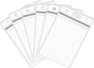Paquet de 10 porte-cartes d'identité en plastique transparent robuste avec fermeture