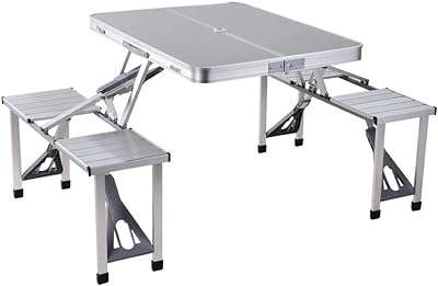 Table avec chaises pliables pour les voyages et la maison. DIAYTAR COTE D'IVOIRE  - votre partenaire discount pour une vie plus abordable. Nous vous présentons une vaste sélection de produits de qualité à des prix imbattables, allant de l'électroménager performant aux articles de mode élégants. Achetez malin avec nous et réalisez d'importantes économies.