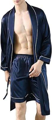 Peignoir en satin pour hommes kimono décontracté chemise de nuit pyjama vêtements de nuit avec short. DIAYTAR COTE D'IVOIRE, votre solution idéale pour acheter en ligne tous les articles dont vous avez besoin. Parcourez notre vaste sélection de produits discount allant de l'électroménager à l'informatique, en passant par la mode et les gadgets, et économisez sur chaque achat. Faites-vous plaisir sans vous ruiner avec DIAYTAR COTE D'IVOIRE .