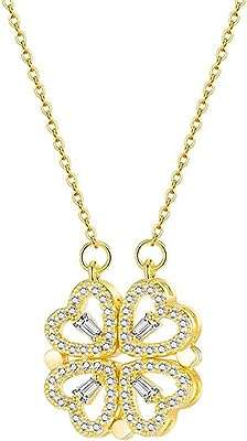 Collier pendentif fleur trèfle à quatre feuilles avec coeur design mode. DIAYTAR COTE D'IVOIRE  - La solution idéale pour les chasseurs de bonnes affaires en ligne. Trouvez des produits discount de haute qualité dans toutes les catégories, y compris la mode, l'électronique, l'ameublement et bien plus encore. Économisez sans compromis sur la qualité !