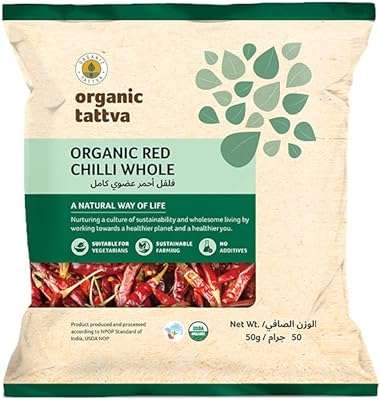 Piment rouge tattva biologique entier 50 g. Vous voulez profiter de produits de qualité à des prix discount ? Ne cherchez plus, DIAYTAR COTE D'IVOIRE  est là pour vous satisfaire. Découvrez notre large gamme, de l'électroménager à la mode, et trouvez les meilleures affaires du moment. Ne laissez pas passer cette occasion, achetez malin et faites des économies significatives.