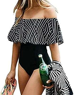 Maillot de bain bikini asymétrique pour femme noir et blanc
