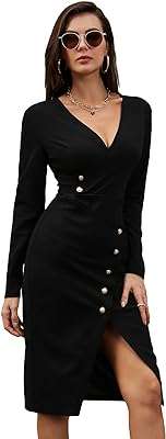 Robe portefeuille mi longue moulante à manches longues et col en v profond pour femmes. Ne cherchez pas plus loin pour trouver des produits de qualité à prix réduits. DIAYTAR COTE D'IVOIRE  est votre destination en ligne pour tous vos besoins en produits discount, de la maison à l'électroménager, de l'informatique à la mode. Faites des économies substantielles et trouvez les articles parfaits, adaptés à votre budget.