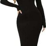 Robe longue moulante à manches longues et col ouvert pour femme. Vous recherchez des produits discount de qualité ? Ne cherchez plus ! DIAYTAR COTE D'IVOIRE  propose une gamme étendue de produits allant de la maison à l'électroménager, de l'informatique à la mode. Faites des économies tout en comblant vos besoins avec notre boutique en ligne.