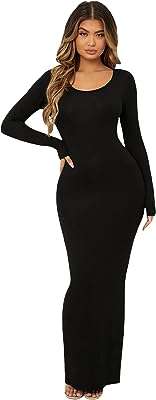 Robe longue moulante à manches longues et col ouvert pour femme. Vous recherchez des produits discount de qualité ? Ne cherchez plus ! DIAYTAR COTE D'IVOIRE  propose une gamme étendue de produits allant de la maison à l'électroménager, de l'informatique à la mode. Faites des économies tout en comblant vos besoins avec notre boutique en ligne.