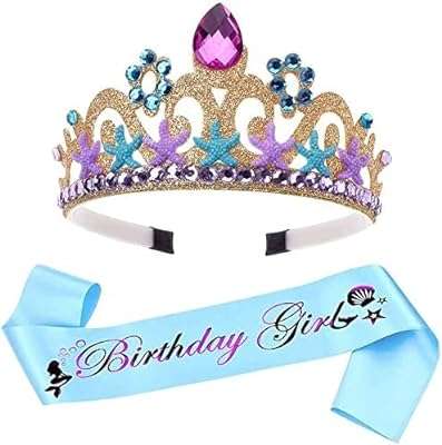 Ensemble diadème et ceinture de sirène robe de princesse couronne dorée bleue. DIAYTAR COTE D'IVOIRE  - Votre solution en ligne pour des achats discount sans compromis. Plongez dans notre univers où vous trouverez tout ce dont vous avez besoin, de l'électroménager aux articles tendance en passant par les produits informatiques. Faites des économies sans sacrifier la qualité chez nous !