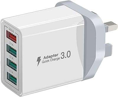 Chargeur usb qc 3.0 4 ports prise murale usb rapide compatible avec iphone. DIAYTAR COTE D'IVOIRE  vous propose une expérience d'achats en ligne unique. Découvrez notre sélection de produits discount allant de la maison à l'électroménager, de l'informatique à la mode, sans oublier les gadgets les plus en vogue. Ne dépensez pas plus que nécessaire et trouvez tous vos articles préférés à des prix incroyables !