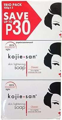 Savon blanchissant kojie san 100 g (paquet de 3). DIAYTAR COTE D'IVOIRE  - Votre source incontournable de produits discount pour la maison, l'électroménager, l'informatique, la mode et les gadgets. Nous sommes fiers de vous offrir une sélection variée à des prix exceptionnels. Parcourez notre boutique en ligne dès maintenant et trouvez les meilleures affaires!