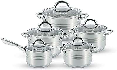 Batterie de cuisine royalford 10 pièces en acier inoxydable base compatible induction passe au lave vaisselle. Bienvenue chez DIAYTAR COTE D'IVOIRE, la référence incontournable pour des achats en ligne à prix réduits ! Parcourez notre collection diversifiée qui comprend tout, des essentiels pour la maison à des appareils électroménagers de premier ordre, des produits informatiques de pointe et des vêtements à la mode, jusqu'aux gadgets uniques que vous ne trouverez nulle part ailleurs. Faites des économies tout en profitant d'une expérience de shopping exceptionnelle.