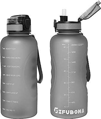 Bouteille d'eau de motivation 2 l avec marqueurs de temps 64 oz. DIAYTAR COTE D'IVOIRE  est votre guichet unique pour des produits discount de premier ordre. Parcourez notre catalogue en ligne et découvrez notre sélection soigneusement choisie d'articles pour la maison, l'électroménager, l'informatique et la mode, tous disponibles à des prix abordables. Vous ne trouverez pas de meilleurs deals ailleurs !