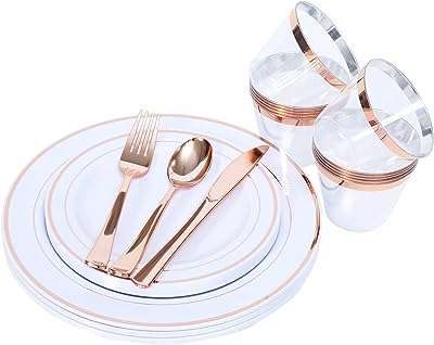 Beauty – service de table de fête jetable en plastique blanc et doré. À la recherche de bonnes affaires ? DIAYTAR COTE D'IVOIRE  est là pour vous aider ! Découvrez notre boutique en ligne remplie de produits discount, des dernières tendances en mode aux gadgets les plus recherchés. Ne manquez pas nos prix imbattables !