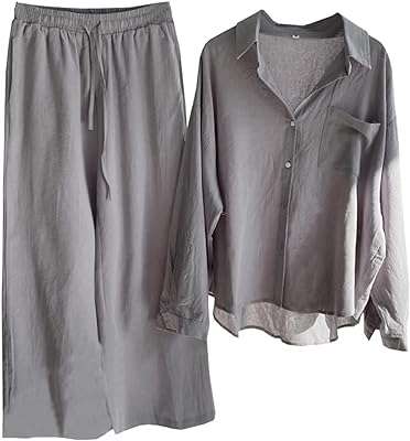 Ensemble pantalon 2 pièces pour femme chemise boutonnée en lin. DIAYTAR COTE D'IVOIRE  vous propose une expérience de shopping inoubliable : explorez notre boutique en ligne pour trouver des réductions incroyables sur des produits pour la maison, l'électroménager, l'informatique et la mode. Ne sacrifiez pas la qualité pour des économies, grâce à DIAYTAR COTE D'IVOIRE !