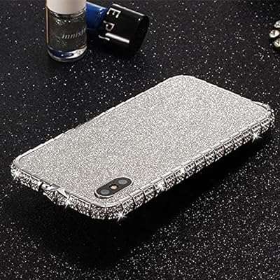 Coque pare-chocs pour iphone xr pour femme de souris en diamant métallique à paillettes avec autocollant