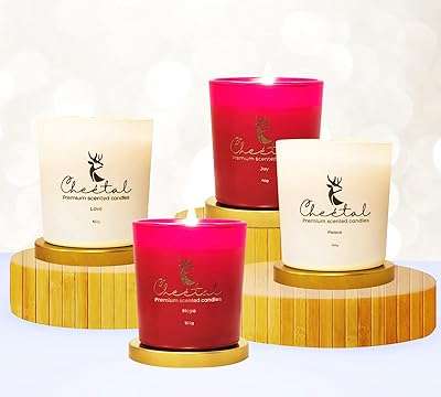 Ensemble de 4 bougies parfumées d'aromathérapie chetal | daim noir bois. DIAYTAR COTE D'IVOIRE  - la source ultime de produits discount pour toutes vos envies. Parcourez notre gamme variée, allant de l'informatique à la mode et choisissez parmi une multitude de produits de qualité à des prix qui font sourire votre portefeuille.