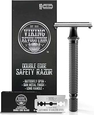 Rasoir de sécurité double tranchant pour homme + 10 lames ouvert papillon avec rasoir. DIAYTAR COTE D'IVOIRE  révolutionne le shopping en ligne avec sa vaste sélection de produits discount. Trouvez tout ce dont vous avez besoin pour votre maison, des équipements électroménagers aux gadgets high-tech, en passant par les dernières tendances de la mode. Avec DIAYTAR COTE D'IVOIRE, vous pourrez faire des économies tout en profitant de produits de qualité. N'attendez plus et découvrez les avantages de notre boutique en ligne généraliste.
