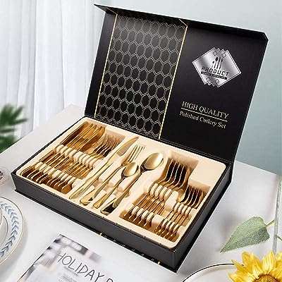 Couverts en argent 24 pièces avec coffret cadeau ensemble de couverts en acier inoxydable pour 6. DIAYTAR COTE D'IVOIRE  vous offre des produits discount exceptionnels, sans compromis sur la qualité. Parcourez notre sélection variée comprenant des appareils électroménagers fiables, des gadgets innovants et des tendances mode à des prix défiant toute concurrence.